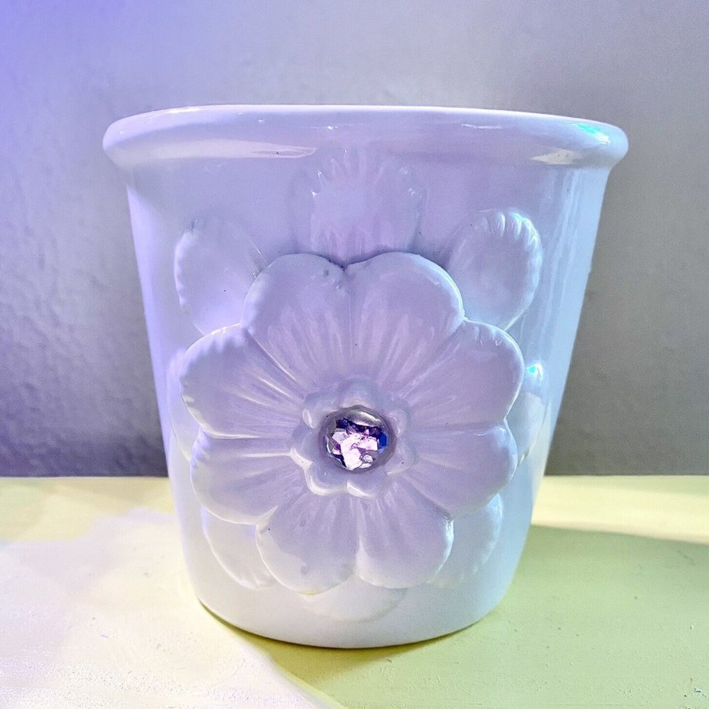 Beautiful Flower Planter with Rhinestones
